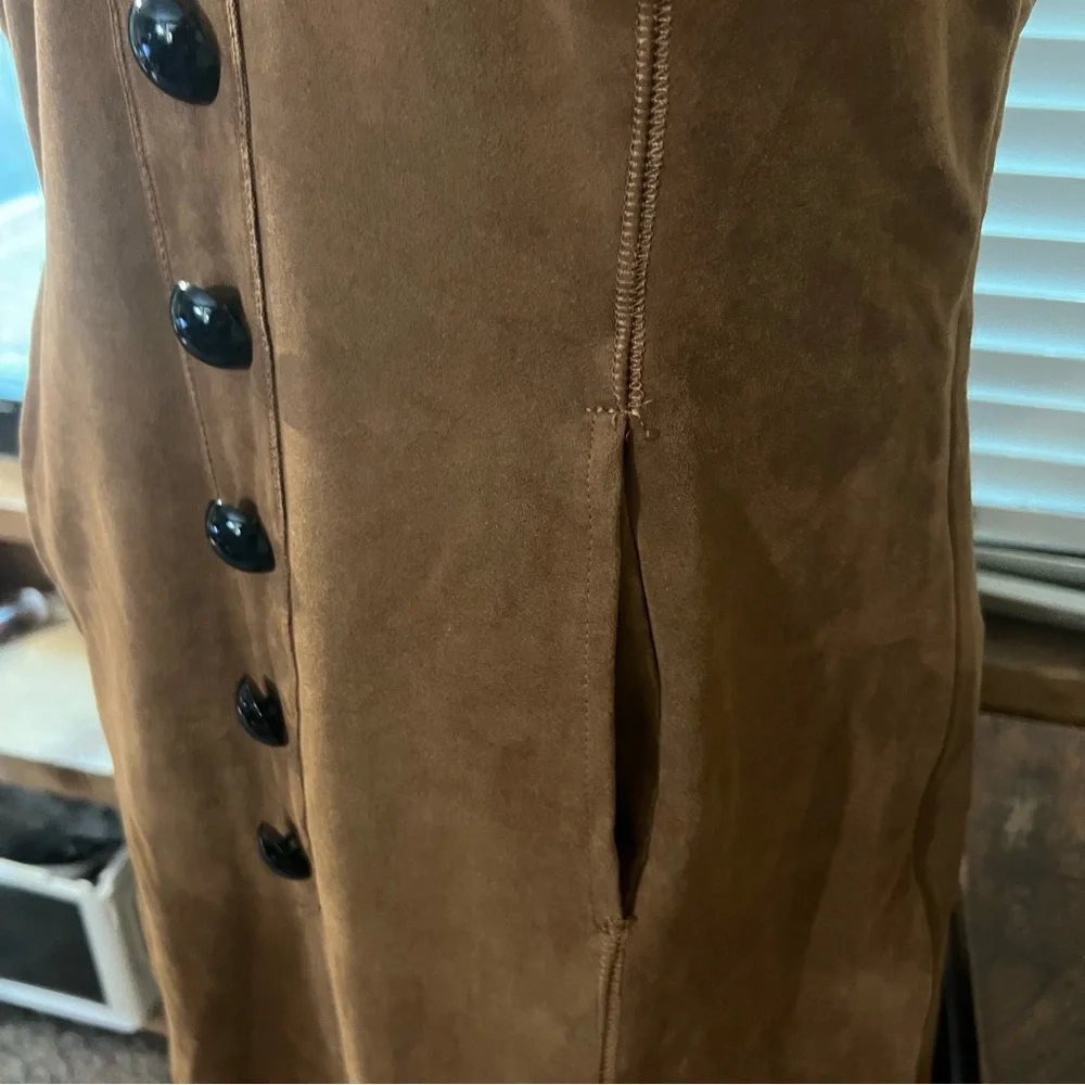Elegant Suede look Tan Fringe Costal Cowgirl Dress by Oyrosy - Picture 4 of 13